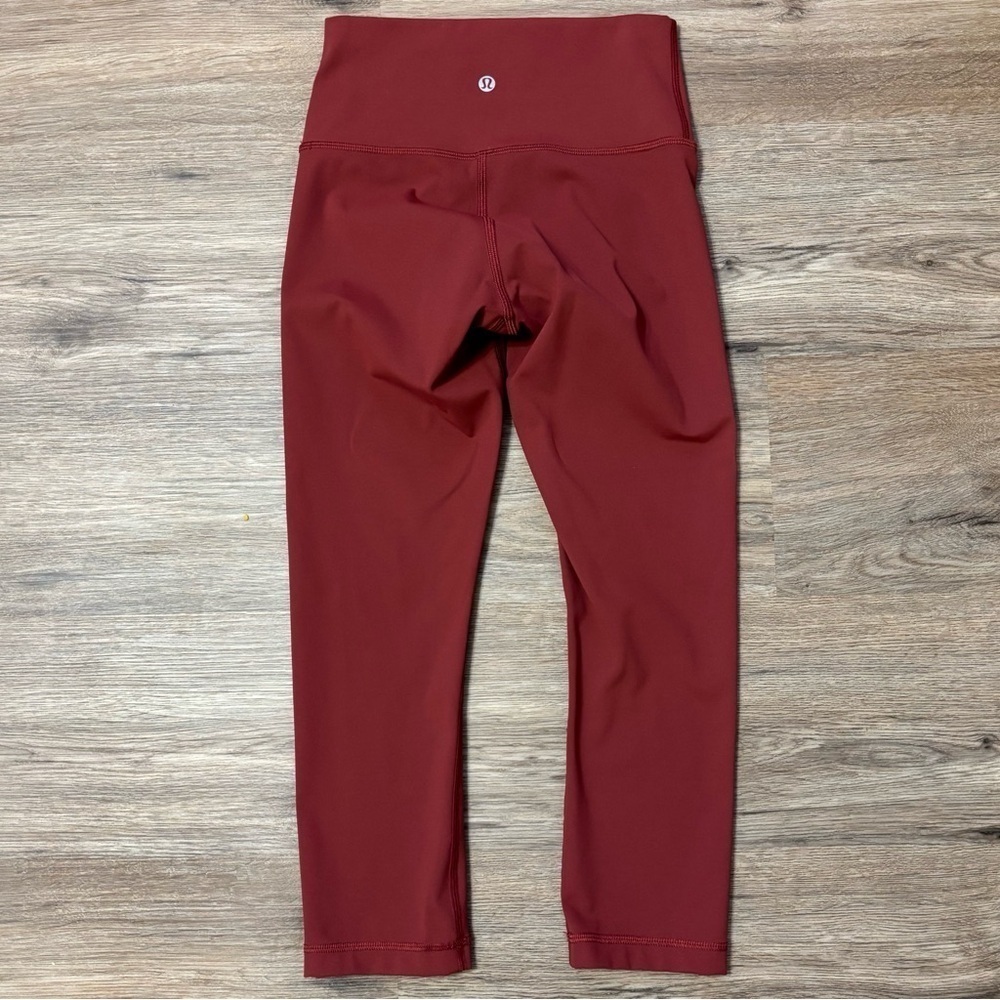 Lululemon Wunder Under Crop High Rise Leggings Size 4 In Brick Rose 21" - Picture 2 of 7